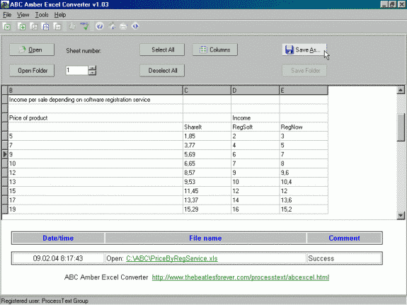 ABC Amber Excel Converter Screenshot